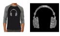 LA Pop Art Headphones Men's Raglan Word Art T-shirt